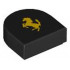 Tile, Round 1 x 1 Half Circle Extended with Ferrari Logo, Yellow Horse Pattern: {черен}