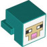 Creature Head Pixelated with Black and White Eyes, Bright Pink Nose, Tan Face with Dark Tan Outline on White Background Pattern (Minecraft Sheep): {ярко синьо-зелен}