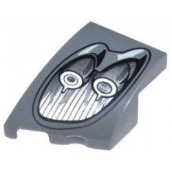 Wedge 3 x 2 Left No Studs with Pagani Utopia Car Headlight, 2 Silver Bulbs and Black Outline Pattern: {тъмно каменно сив}