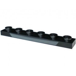 Plate 1 x 6 with Dark Bluish Gray Curved Shape and Dotted Lines Pattern: {черен}