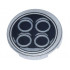 Tile, Round 2 x 2 with Bottom Stud Holder with 4 Exhaust Pipes in Black Circle Pattern: {металическо сребрист}