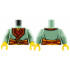 Torso Robe with Dark Red Trim over Red Scarf, Orange Sash, Straps Tied with Gold Crescent Moon Pattern / Sand Green Arms / Yellow Hands: {пясъчно зелен}