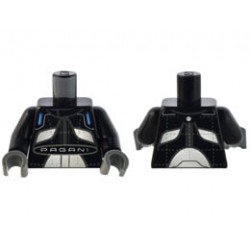 Torso Race Suit with Dark Bluish Gray Trim, White Panels and PAGANI and Silver Stitching Pattern / Black Arms / Dark Bluish Gray Hands : {черен}