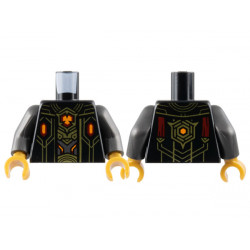 Torso Robe Open with Dark Red and Orange Hexagonal Crystals and Gold Lines over Armor Pattern / Pearl Dark Gray Arms / Pearl Gold Hands: {черен}