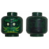 Minifigure, Head Dual Sided Green Eyebrows and Face Paint with Lime Highlights, Yellowish Green Eyes / Black Eyebrows, Goatee, and Eyes Pattern - Vented Stud: {земно зелен}