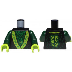 Torso Robe with Lime Trim over Dark Green Undershirt with Spirit Eyes and Green Wisps Pattern / Dark Green Arms / Lime Hands: {черен}
