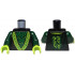 Torso Robe with Lime Trim over Dark Green Undershirt with Spirit Eyes and Green Wisps Pattern / Dark Green Arms / Lime Hands: {черен}