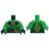 Torso Robe Dark Green Straps, Gold Buckles, Ninjago Logogram Letter L and Dragon Head and Orb on Back Pattern / Bright Green Arms / Dark Green Hands: {ярко зелен}