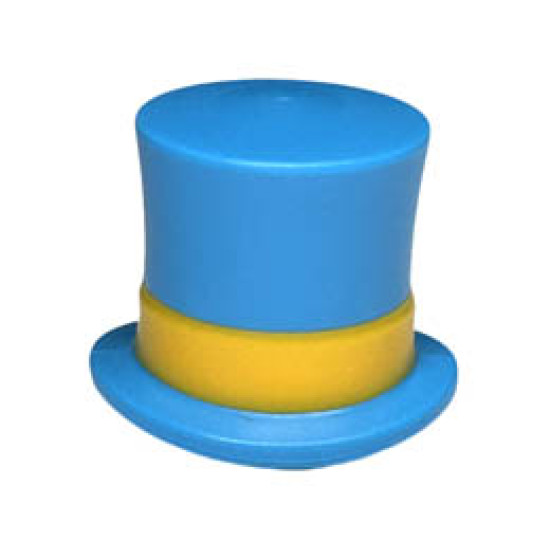 Minifigure, Headgear Hat, Top Hat Large with Molded Bright Light Orange Band Pattern: {тъмно небесносин}