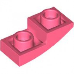 Плочка, с полулък, инв. 1x2x2/3: {пъстро коралов}