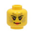 Minifigure, Head Female Black Eyebrows, Gold Stripes Face Paint, Coral Lips and Eye Shadow, Smile Pattern (BAM): {ярко жълт}