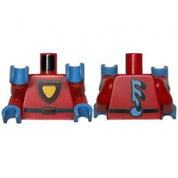 Torso Yellow and Dark Red Triangular Shield with Black Outline, Belt, Medium Blue Spine Fins on Back Pattern / Red Double Arms with Shields Pattern / Medium Blue Hands : {ярко червен}