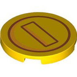 Tile, Round 3 x 3 with Dark Orange Circle and Rectangle with Bright Light Orange Highlights Pattern (Super Mario Coin): {ярко жълт}