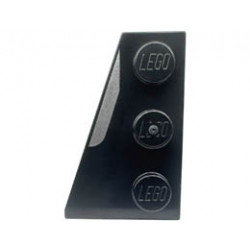 Wedge, Plate 3 x 2 Left with Silver Stripe Pattern: {черен}