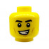 Minifigure, Head Black Eyebrows, Medium Nougat Chin Dimple and Cheek Lines, Lopsided Open Mouth Smile with Teeth Pattern - Hollow Stud : {ярко жълт}