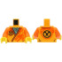 Torso Robe with Orange Trim, Dragon Head and Black Ninjago Logogram Letter A over Dark Bluish Gray Shirt Pattern (BAM) / Orange Arms / Yellow Hands: {огнено жълто-оранжев}