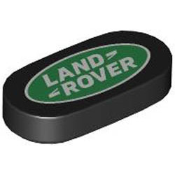 Tile, Round 1 x 2 Oval with Land Rover Logo Pattern: {черен}