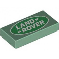 Tile 1 x 2 with Groove with Land Rover Logo Pattern: {пясъчно зелен}