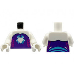 Torso Dark Purple Strapless Top, Spider with Medium Azure Outline, Magenta Webbing on Sides Pattern / White Arms / White Hands: {бял}