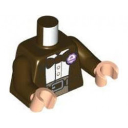 Torso Jacket and Bow Tie, White Shirt, Dark Tan Pants, Belt with Silver Buckle, Medium Lavender Grape Soda Cap Pattern / Dark Brown Arms / Light Nougat Hands : {тъмно кафяв}