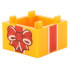 Container, Box 2 x 2 x 1 - Top Opening with Flat Inner Bottom with Red and White Gift Wrap Bow and Ribbon Pattern : {огнено жълто-оранжев}