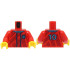 Torso Soccer Uniform, Medium Azure and Dark Blue Collar, Dark Red Dotted Stripes, Soccer Ball on Brick Logo, Number 10 on Back Pattern (BAM) / Red Arms / Yellow Hands: {ярко червен}