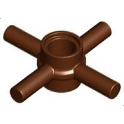 Technic, Pin Connector Hub with 4 Bars and Through Pin Hole: {червеникаво-кафяв}