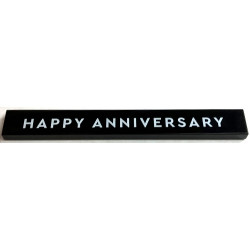 Tile 1 x 8 with White 'HAPPY ANNIVERSARY' Pattern: {черен}