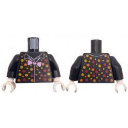 Torso Shirt with Bright Pink Bow Tie and Red, Orange and Bright Light Orange Polka Dots Pattern (BAM) / Black Arms / White Hands: {черен}