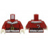 Torso Santa Jacket with White Fur Collar and Waistband, Black Creases and Belt with Gold Buckle, Candy Cane on Back Pattern (BAM) / Dark Red Arms / White Hands: {нов тъмно червен}