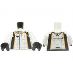 Torso Race Suit with Black and Orange Stripes, Silver Lines and Stitching, McLaren on Back Pattern / White Arms / Black Hands: {бял}