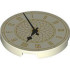 Tile, Round 3 x 3 with Clock Face with Gold Roman Numerals, Ornate Center and Border, Black Hands Pattern (Big Ben): {бляскаво бял}