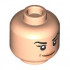 Minifigure, Head Dual Sided Female Black Eyebrows and Eyelashes, Nougat Lips, Grin with Dimple / Scowl with Scars and Bandage Pattern - Vented Stud: {светло нуга}