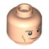 Minifigure, Head Dual Sided Dark Tan Eyebrows, Medium Nougat Cheek Lines and Chin Dimple, Smirk / Scowl with Scar and Bandage Pattern - Vented Stud: {светло нуга}