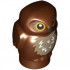 Owl, Small with Bright Light Orange Eyes, Dark Tan Feathers and Black Beak Pattern: {червеникаво-кафяв}