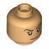 Minifigure, Head Dual Sided Female Black Eyebrows and Eyelashes, Nougat Lips, Grin with Dimple / Angry with Bared Teeth Pattern - Vented Stud: {умерен тан}