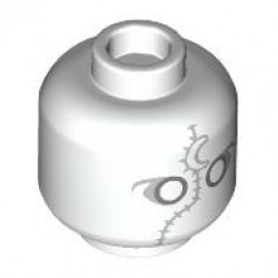 Minifigure, Head Alien Dark Bluish Gray Eye Holes, Light Bluish Gray Eye Shadow, Crescent Moon, Stitching, and Line on Back Pattern - Vented Stud: {бял}
