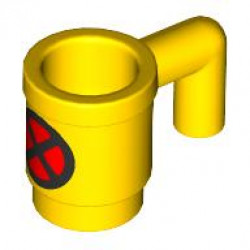 Minifigure, Utensil Cup with Black and Red X-Men Logo Pattern: {ярко жълт}