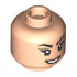 Minifigure, Head Dual Sided Female Black Angled Eyebrows and Eyelashes, Dark Tan Eye Shadow, Nougat Lips, Open Mouth Smile with Teeth / Winking, Red Tongue Pattern - Vented Stud: {светло нуга}