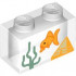 Brick 1 x 2 without Bottom Tube with Fish Tank with Goldfish, Sand Green Seaweed and Yellow Pyramid Pattern: {прозрачен}