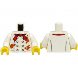 Torso Chef Jacket with 8 Buttons and Dark Orange Splotches, Red Neckerchief Pattern (BAM) / White Arms / Yellow Hands: {бял}