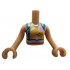 Torso Mini Doll Girl Bright Light Orange Top with Blue, Bright Pink and White Symbols and Blue Straps Pattern, Medium Tan Arms with Hands : {умерен тан}