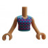 Torso Mini Doll Girl Dark Pink and Medium Azure Top with Scales and Dark Purple Edges Pattern, Medium Tan Arms with Hands: {умерен тан}