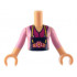 Torso Mini Doll Girl Bright Pink Top over Magenta Shirt, Dark Blue Apron with Flowers Pattern, Medium Tan Arms with Hands with Bright Pink Sleeves : {умерен тан}