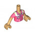 Torso Mini Doll Girl Coral Shirt with Pocket and Stars Pattern, Medium Tan Arms with Hands with Coral Short Sleeves: {умерен тан}