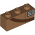 Brick 1 x 3 with Reddish Brown Strap and Silver Badge Pattern (BrickHeadz Lando Calrissian Torso): {умерен нуга}