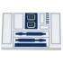 Tile 2 x 3 with Light Bluish Gray Rectangles, Dark Blue and Dark Bluish Gray Panels and Slots Pattern (BrickHeadz R2-D2 Torso): {бял}