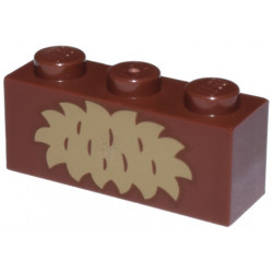 Brick 1 x 3 with Dark Tan Fur Pattern (BrickHeadz Wicket Torso): {червеникаво-кафяв}