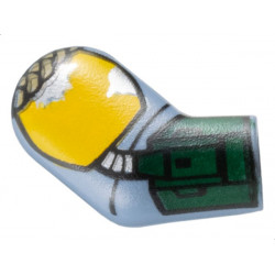 Arm, Right with Bright Light Orange Shoulder Armor without Black Lines, Dark Tan Braid and Dark Green Gauntlet with Flamethrower Pattern: {пясъчно син}