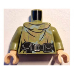 Torso Female Hooded Shirt Camouflage with Sand Green and Dark Tan Spots, Black Belt with Holster and Pouch Pattern / Olive Green Arms / Light Nougat Hands : {маслинено зелен}